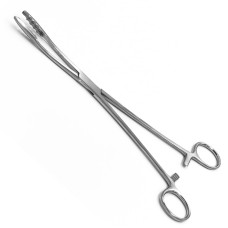 Корнцанг изогнутый, с зубцами, 260 мм