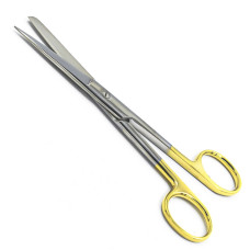 Ножницы операционные, прямые с покрытием ручек карбидом титана (желтого цвета), с одним острым концом, 145 мм