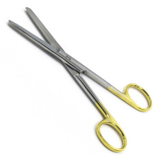 Ножницы Мейо, прямые с покрытием ручек карбидом титана (желтого цвета), тупоконечные, 145 мм