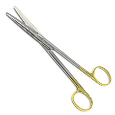 Ножницы Мейо, прямые с покрытием ручек карбидом титана (желтого цвета), тупоконечные, 140 мм