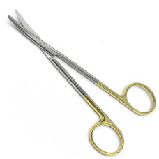 Ножницы по Метценбауму-Лахей, изогнутые с покрытием ручек карбидом титана (желтого цвета), тупоконечные, 140 мм