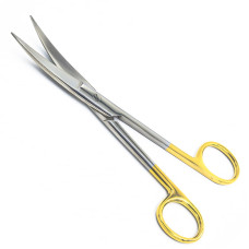 Ножницы изогнутые, с покрытием ручек карбидом титана (желтого цвета), остроконечные, 170 мм