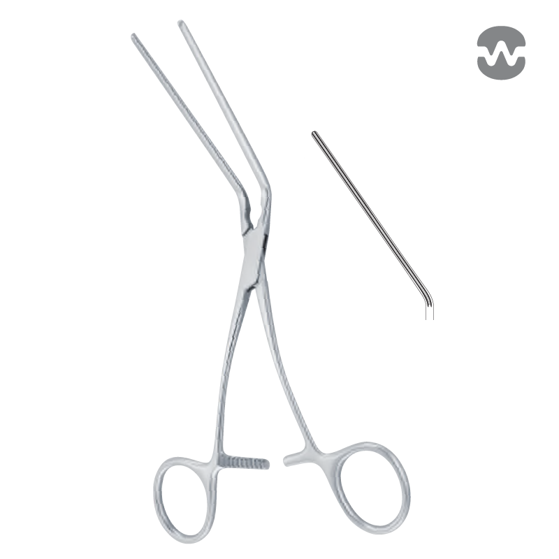 Зажим атравматический ДеБейки (DeBakey), изогнутый 45°, 12,5 см