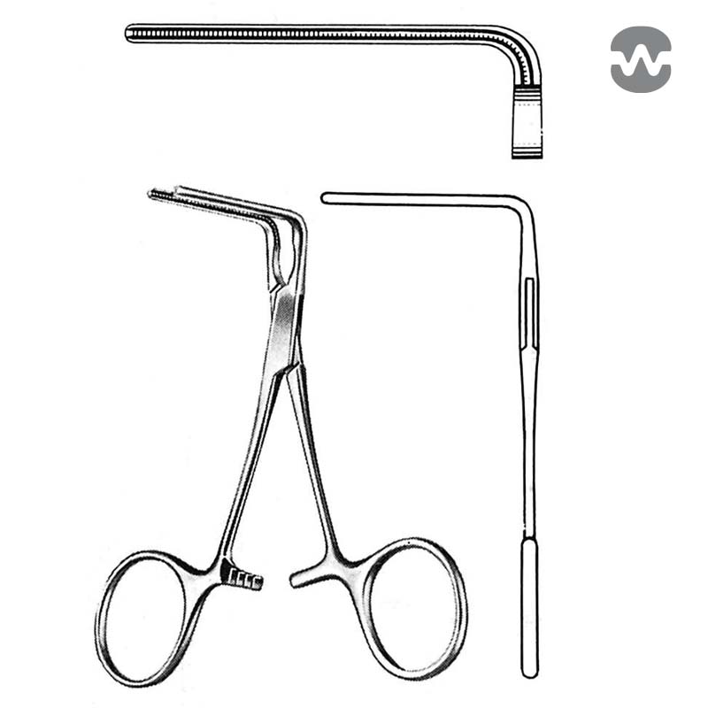 Зажим атравматический ДеБейки (DeBakey), изогнутый 90°, 10,5 см