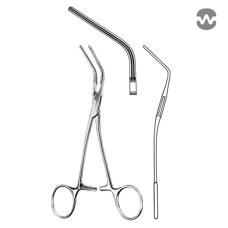 Зажим атравматический Кастанеда (Castaneda), изогнутый 45°, 12 см