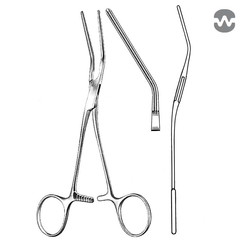 Зажим атравматический Кастанеда (Castaneda), изогнутый 30°, 12 см