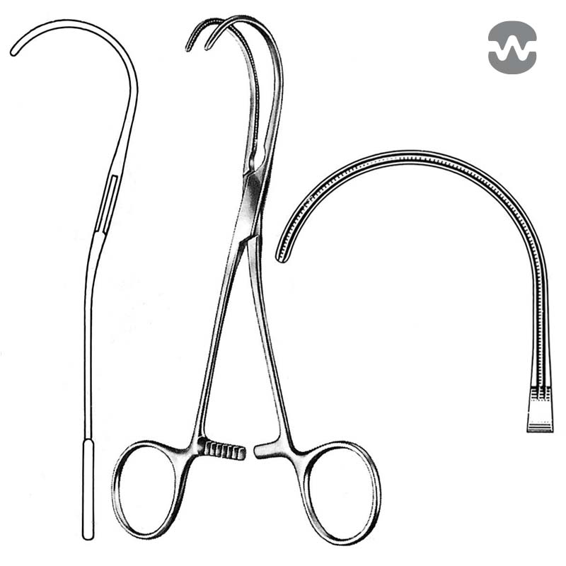 Зажим атравматический ДеБейки (DeBakey), изогнутый по радиусу, 16 см