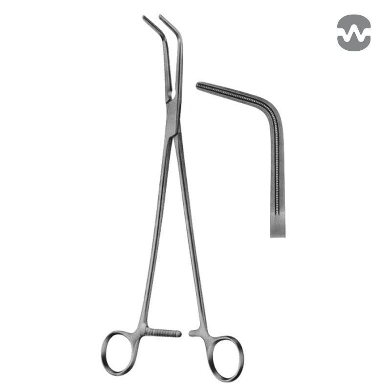 Зажим атравматический ДеБейки-Микстер (DeBakey-Mixter), изогнутый, 28,5 см