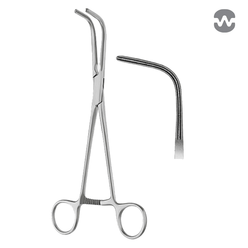 Зажим атравматический ДеБейки-МакКуиг-Микстер (DeBakey-McQuigg-Mixter), изогнутый, 21,5 см