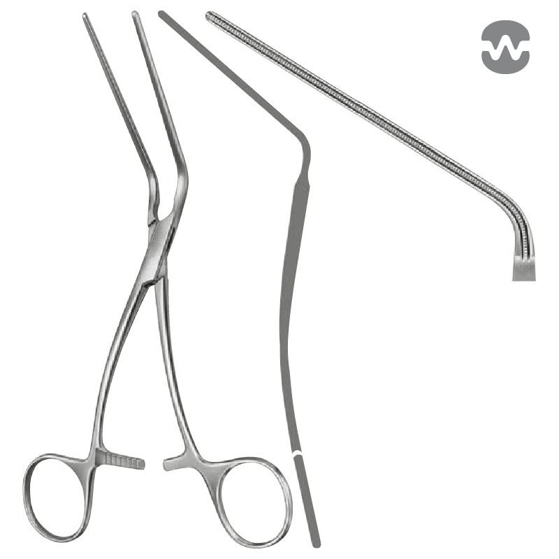 Зажим атравматический ДеБейки (DeBakey), изогнутый 60°, 18 см