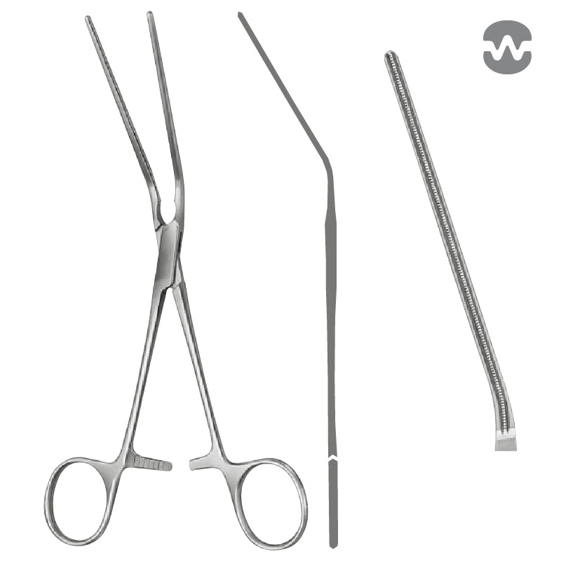 Зажим атравматический Леланд-Джонс (Leland-Jones), изогнутый 30°, 19 см