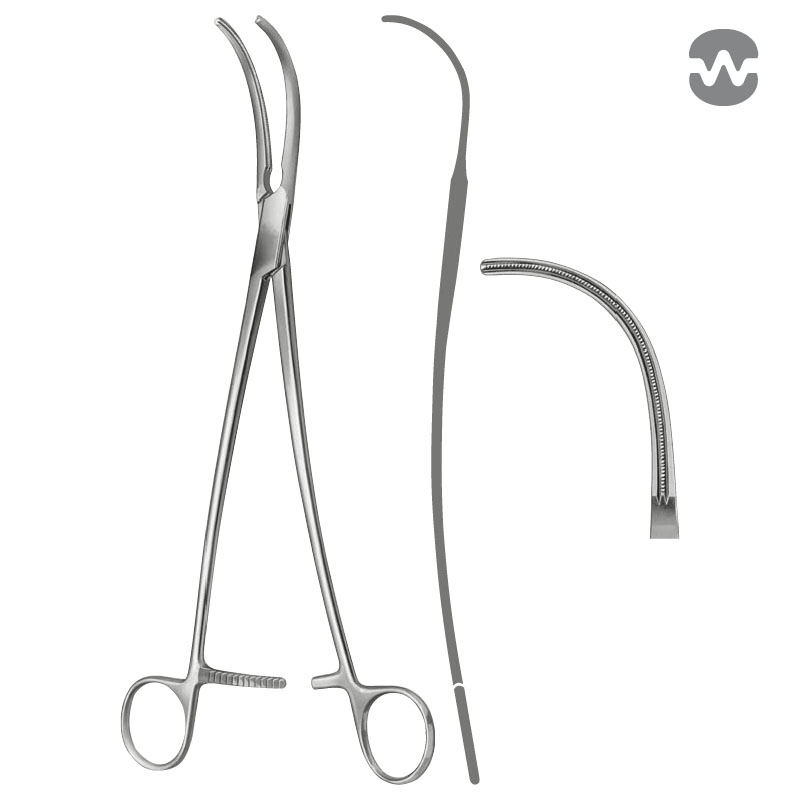 Зажим атравматический ДеБейки (DeBakey), S-изогнутый, 25,5 см