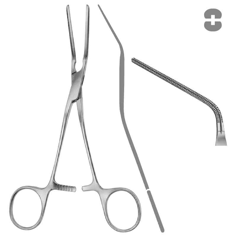 Зажим атравматический Кули (Cooley), изогнутый 60°, 15,5 см